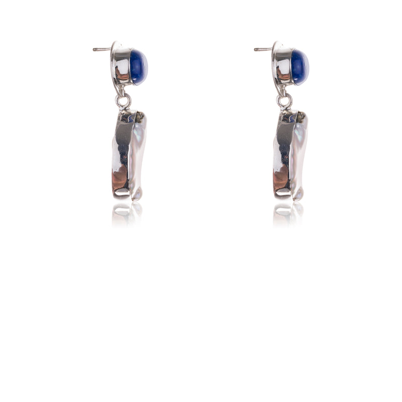 Jackie Baroque Pearl and Lapis Earrings, Sterling Silver