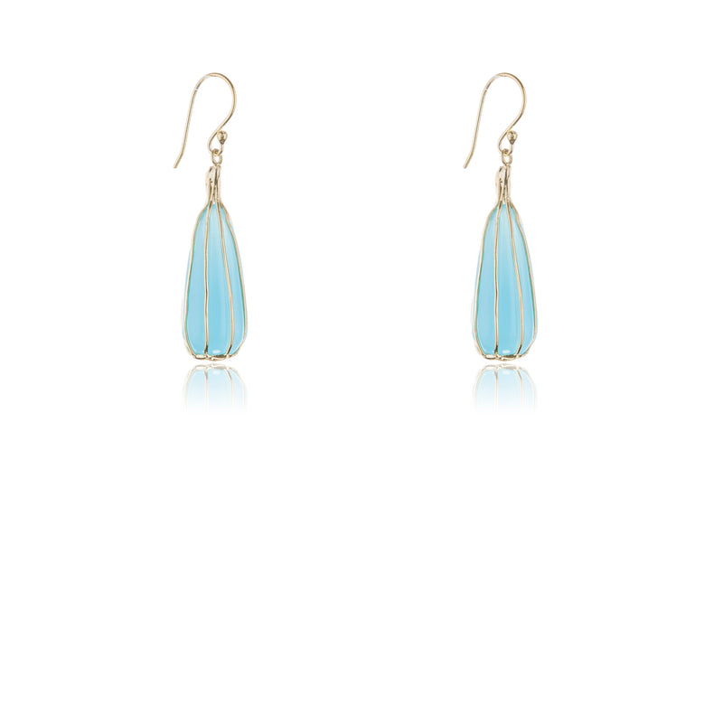 Zenebe Blue Chalcedony Earrings ,Gold Vermeil
