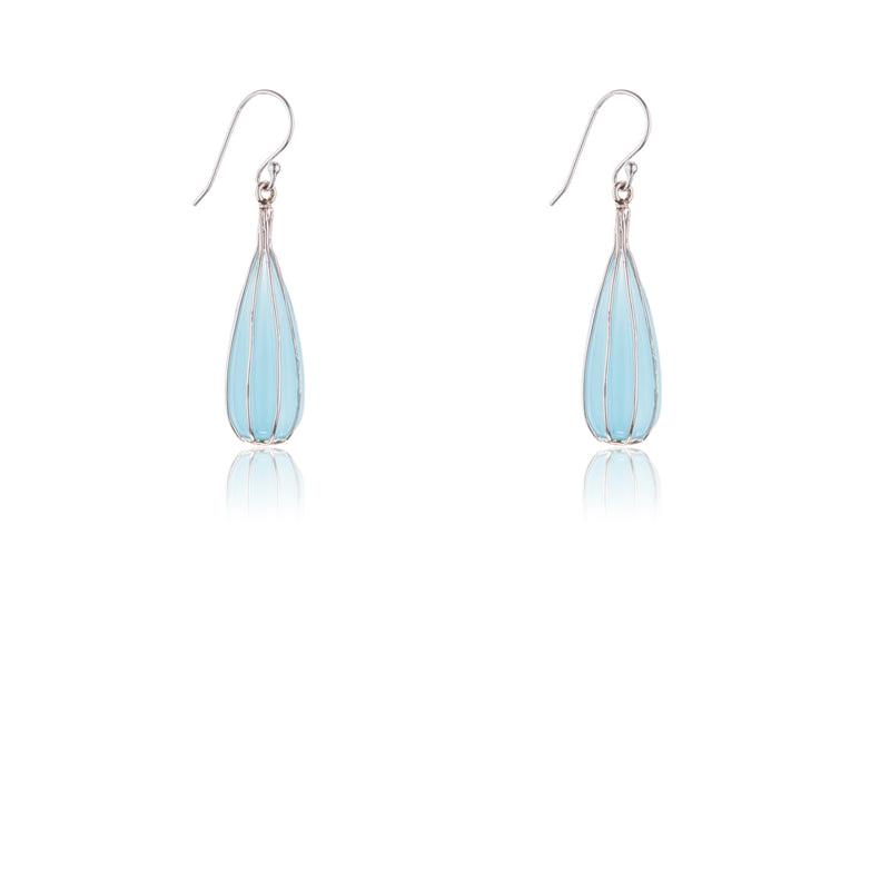 Zenebe, Blue Chalcedony Earrings,Sterling Silver
