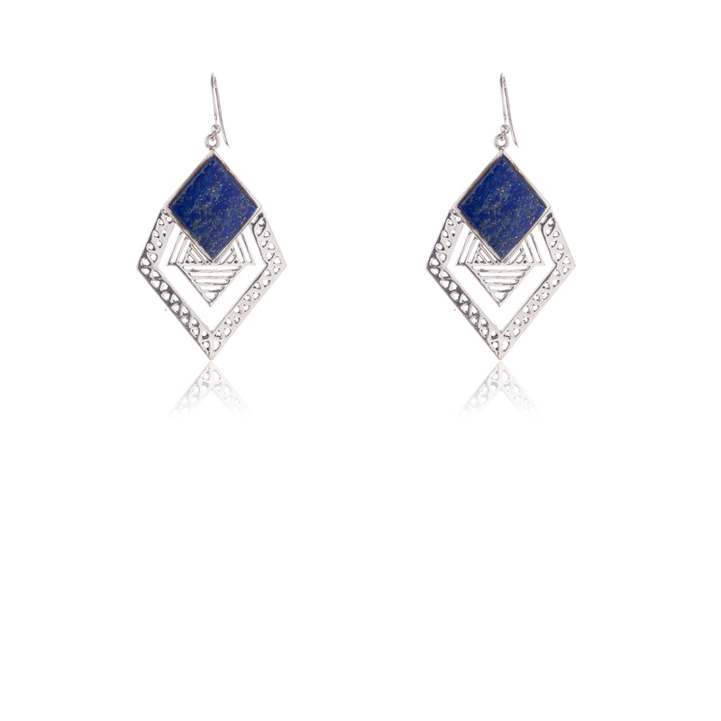 Cressida Earrings: Lapis Lazuli and Sterling Silver