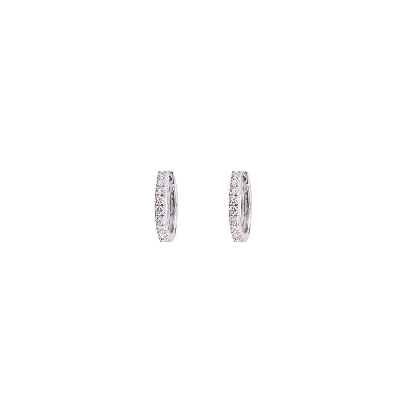 Alina, Diamond Huggie Earrings, 14K White Gold