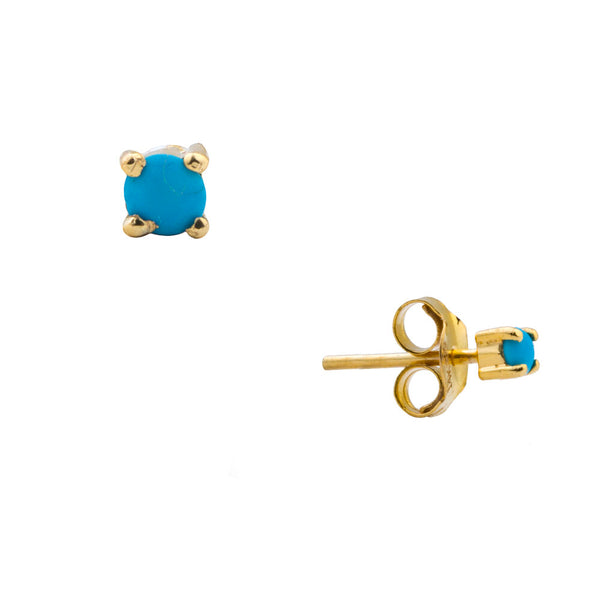 Turquoise Studs, 14k Gold
