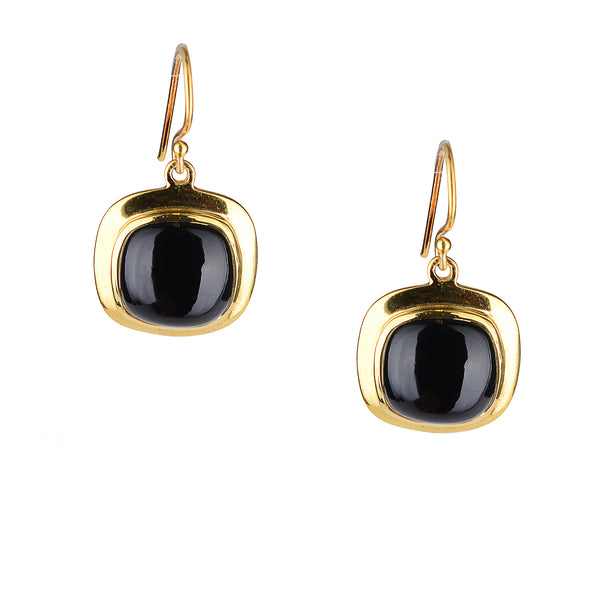 Cheryl Black Onyx Earrings, Gold Vermeil