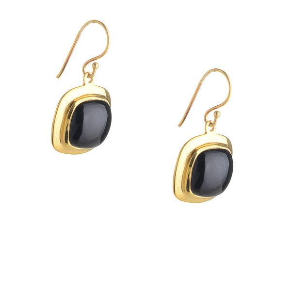 Cheryl Black Onyx Earrings, Gold Vermeil