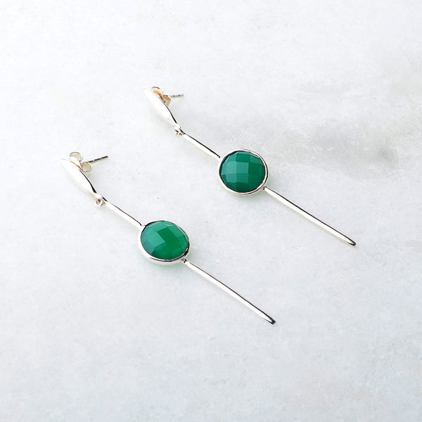 Odille, Green Onyx Earrings