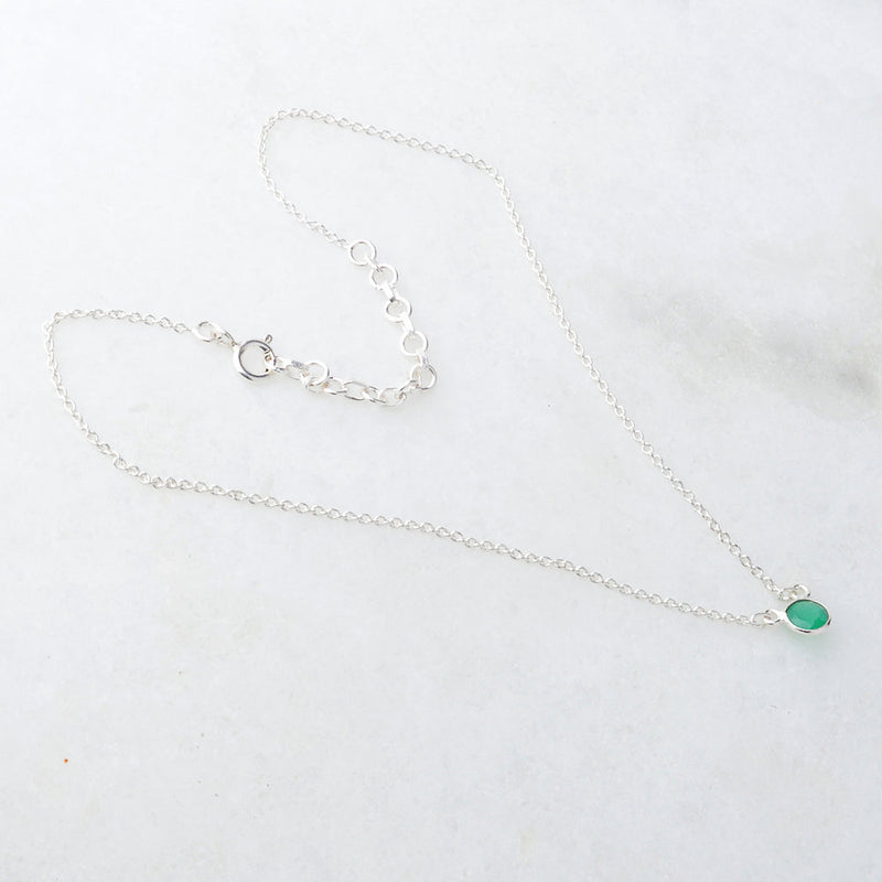 May Birthstone Necklace, Sterling Silver