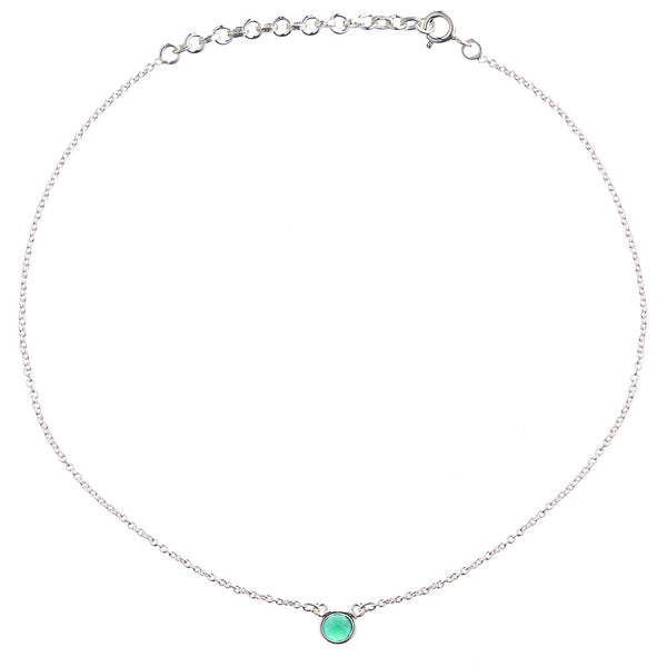 May Birthstone Necklace, Sterling Silver