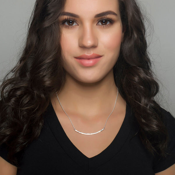 Kristin Curved Bar Necklace Sterling Silver