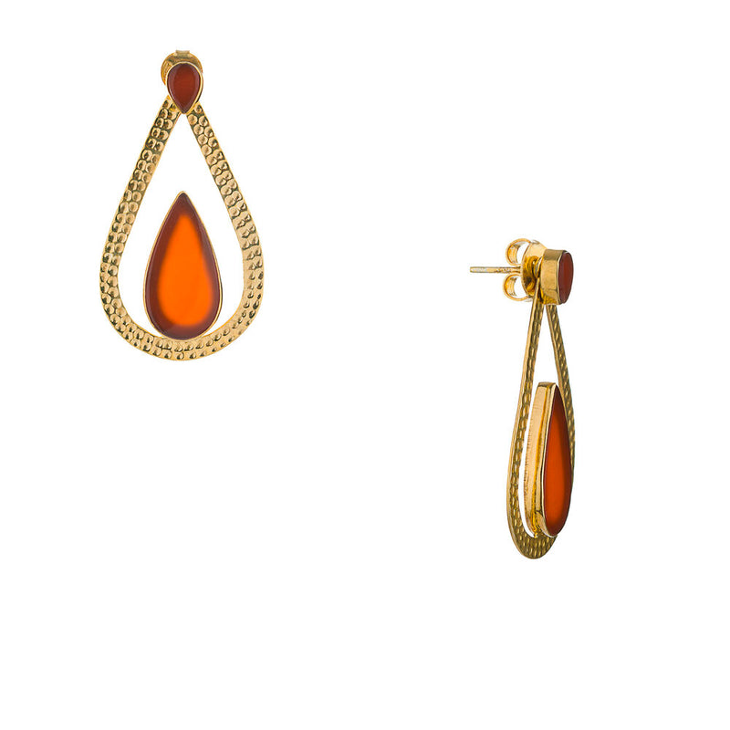 Marion Red Onyx Earrings, Gold Vermeil