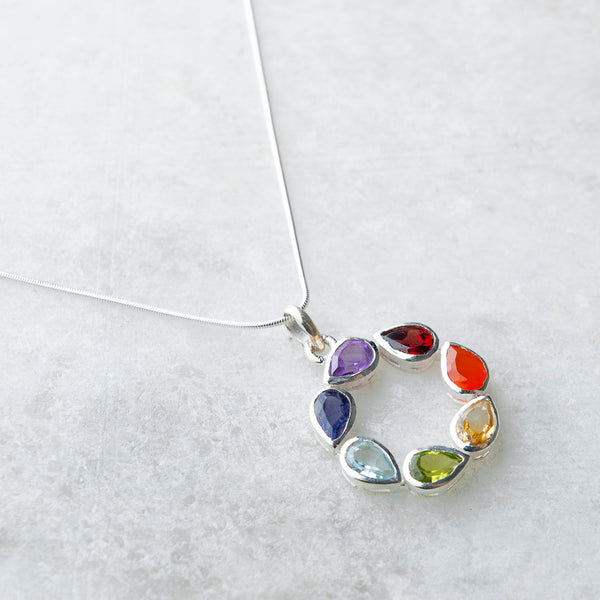 Chakra Circle Necklace in Sterling Silver