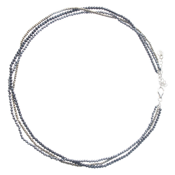 Trois Triple Metallic Choker, Sterling Silver