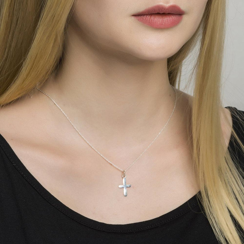 Rounded Corner Cross Necklace,Gold Vermeil