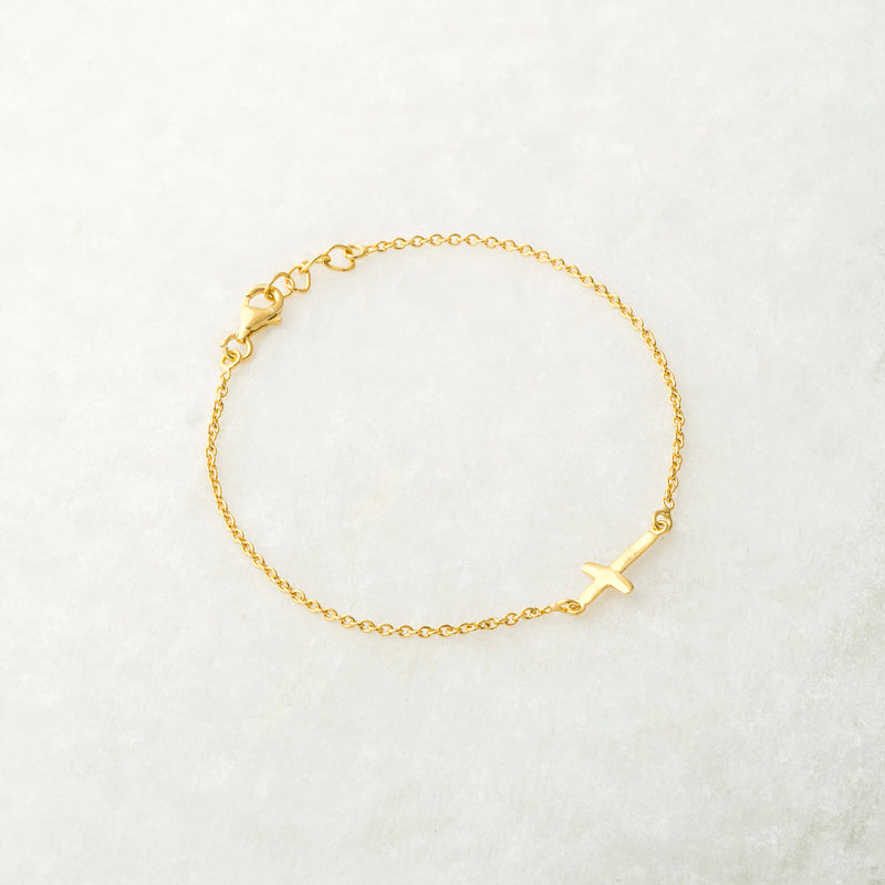 Cross Chain Bracelet,Gold Vermeil