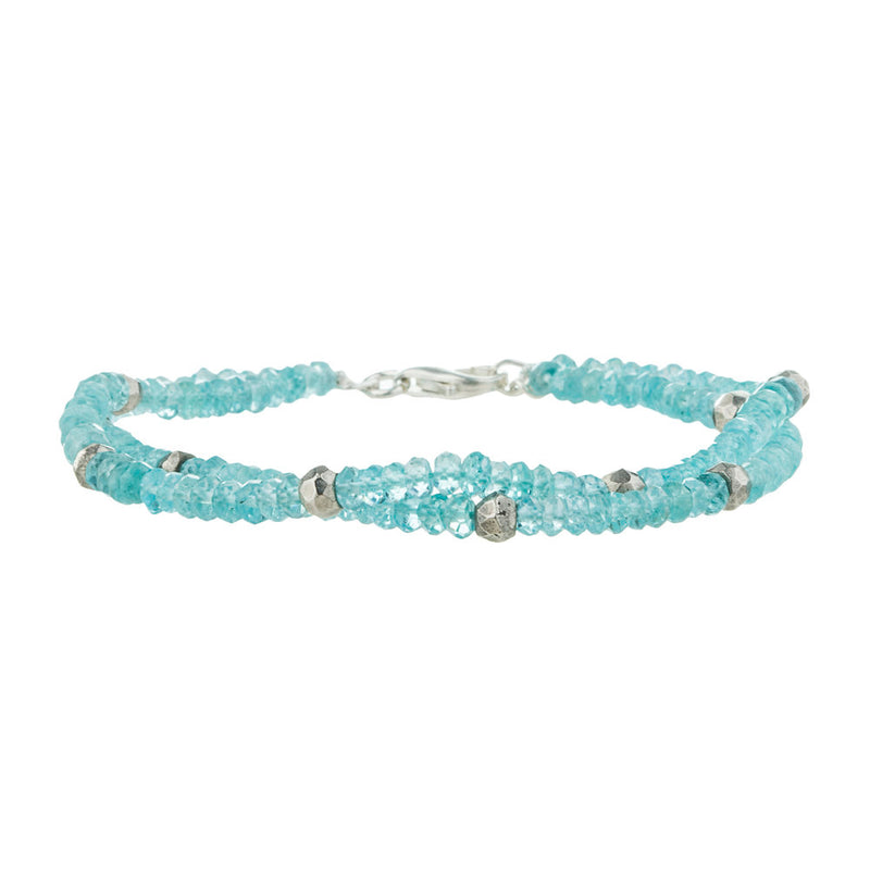 Apatite and Pyrite Double Bracelet, Sterling Silver