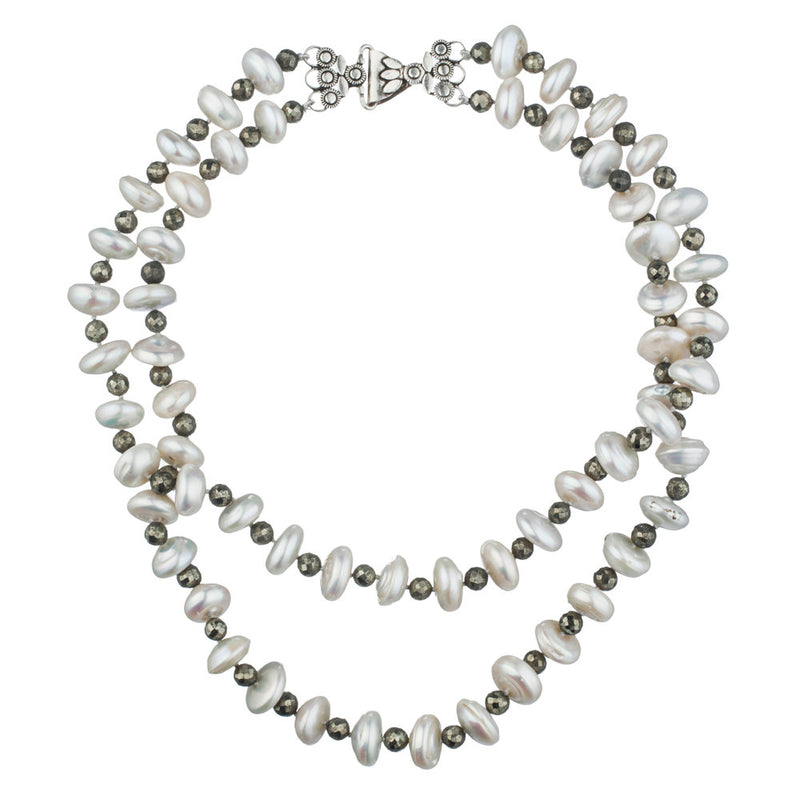 Elizabeth, CultureD Pearls  & Pyrite Necklace
