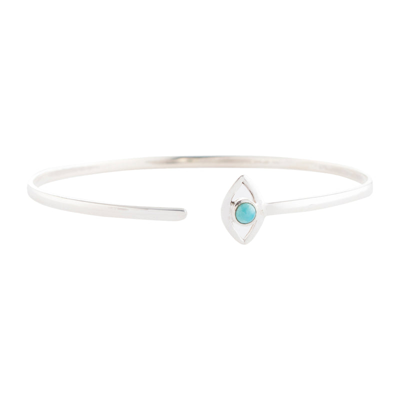 Evil Eye Turquoise Cuff in Sterling Silver or Gold Vermeil