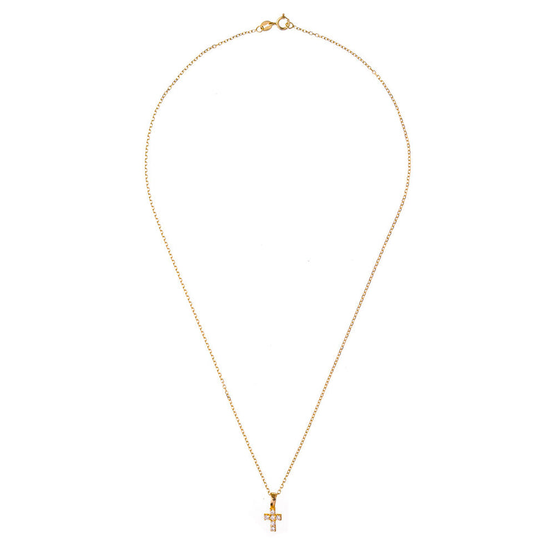Faith Diamond Cross Necklace, 14K Gold