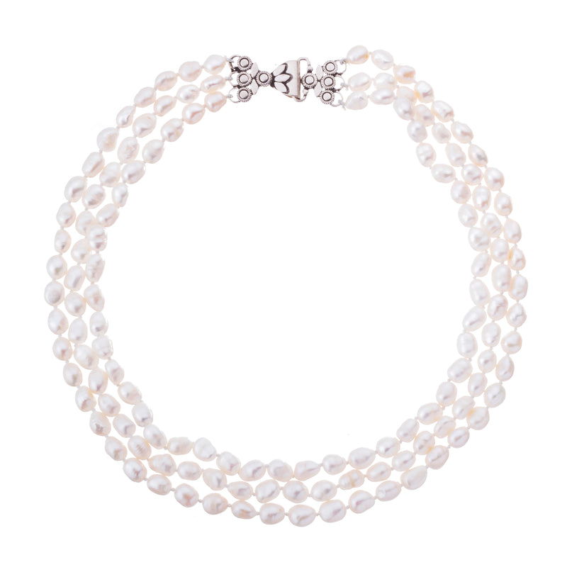 Coco Cultured Pearl Necklace, Sterling Silver