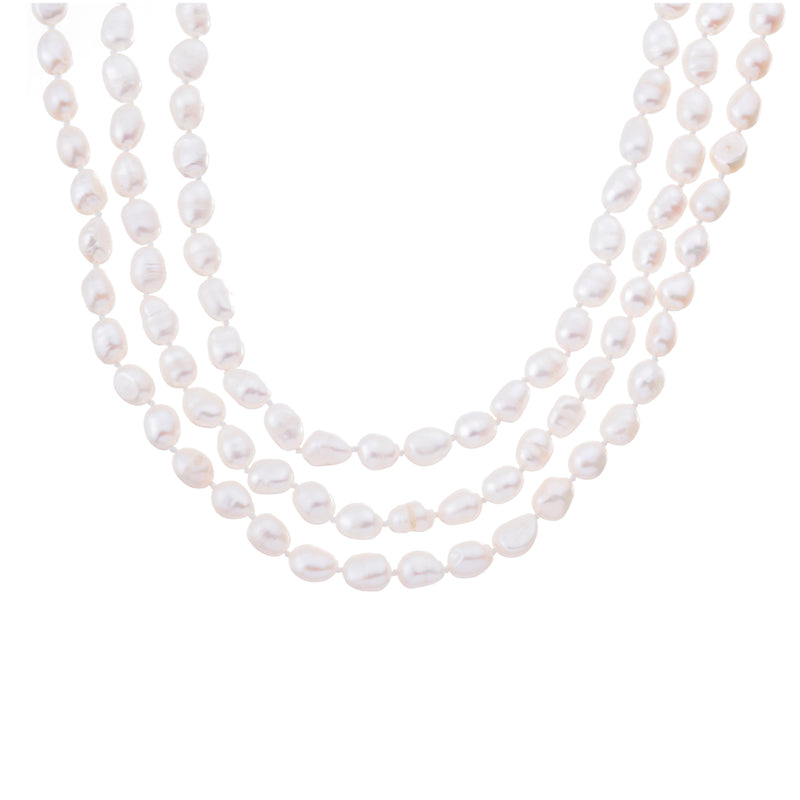 Coco Cultured Pearl Necklace, Sterling Silver