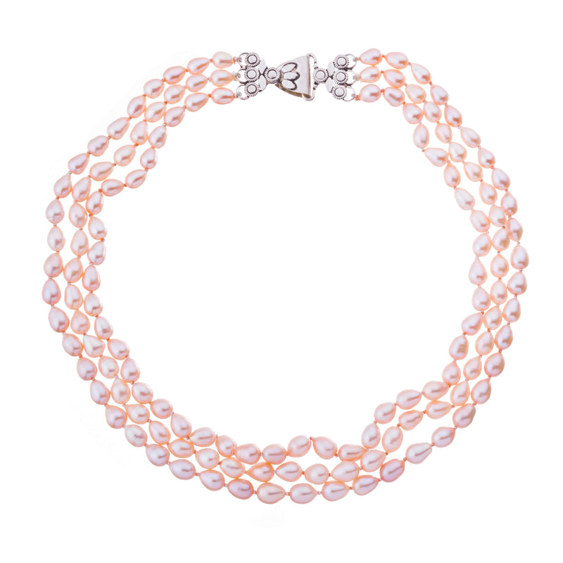 Coco Cultured Pink Pearl Necklace, Sterling Silver