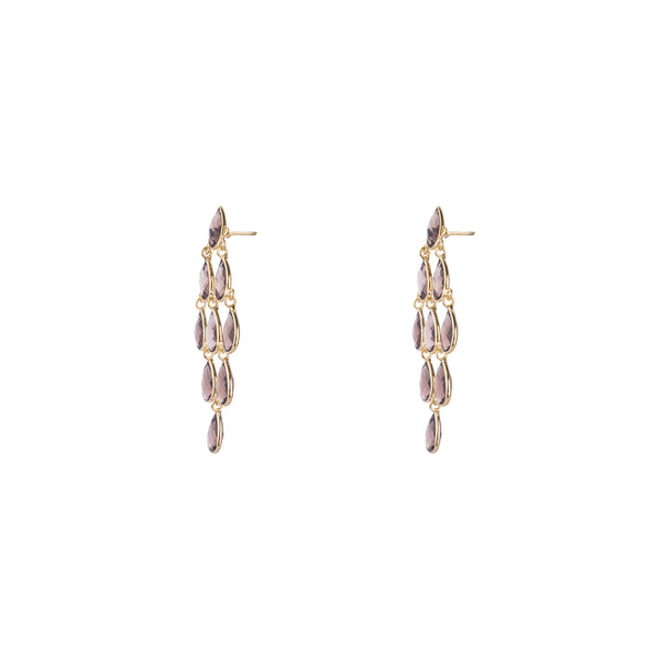 Versha, Smokey Quartz Chandelier Earrings,  Gold Vermeil / Sterling Silver