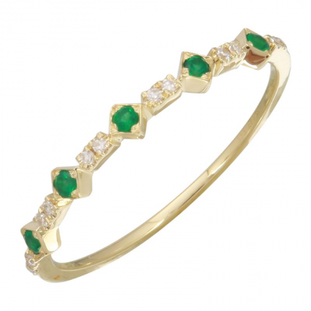 Eve, 14k Gold Emerald and Diamond Ring