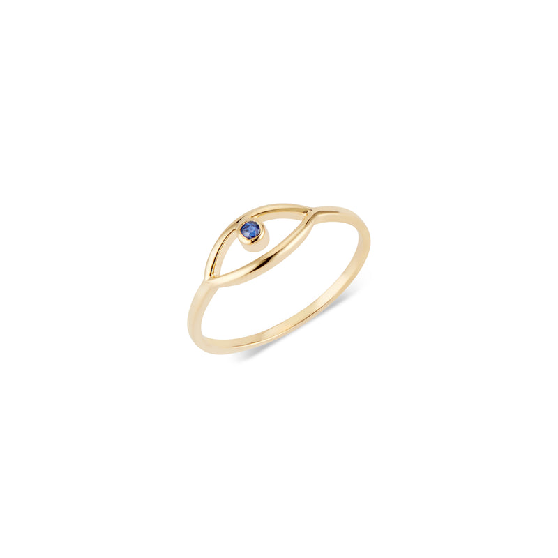 Evil Eye, Sapphire 14k Yellow Gold Ring