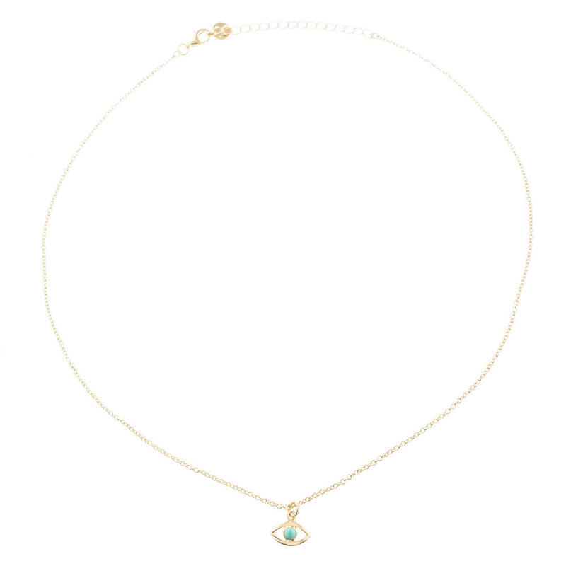 Evil Eye, Gold Vermeil Necklace Turquoise