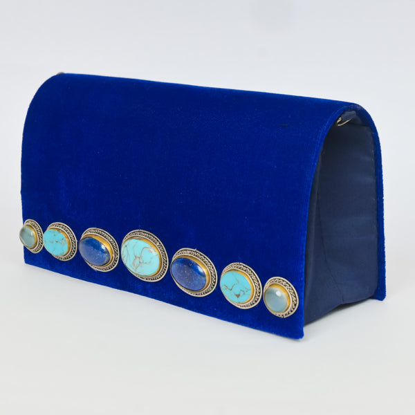 Monet, Bag in Blue Silk Velvet