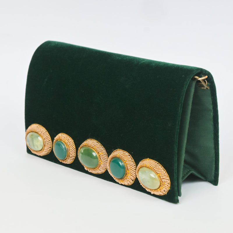 Monet Bag in Green Silk Velvet