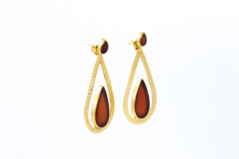 Marion Red Onyx Earrings, Gold Vermeil
