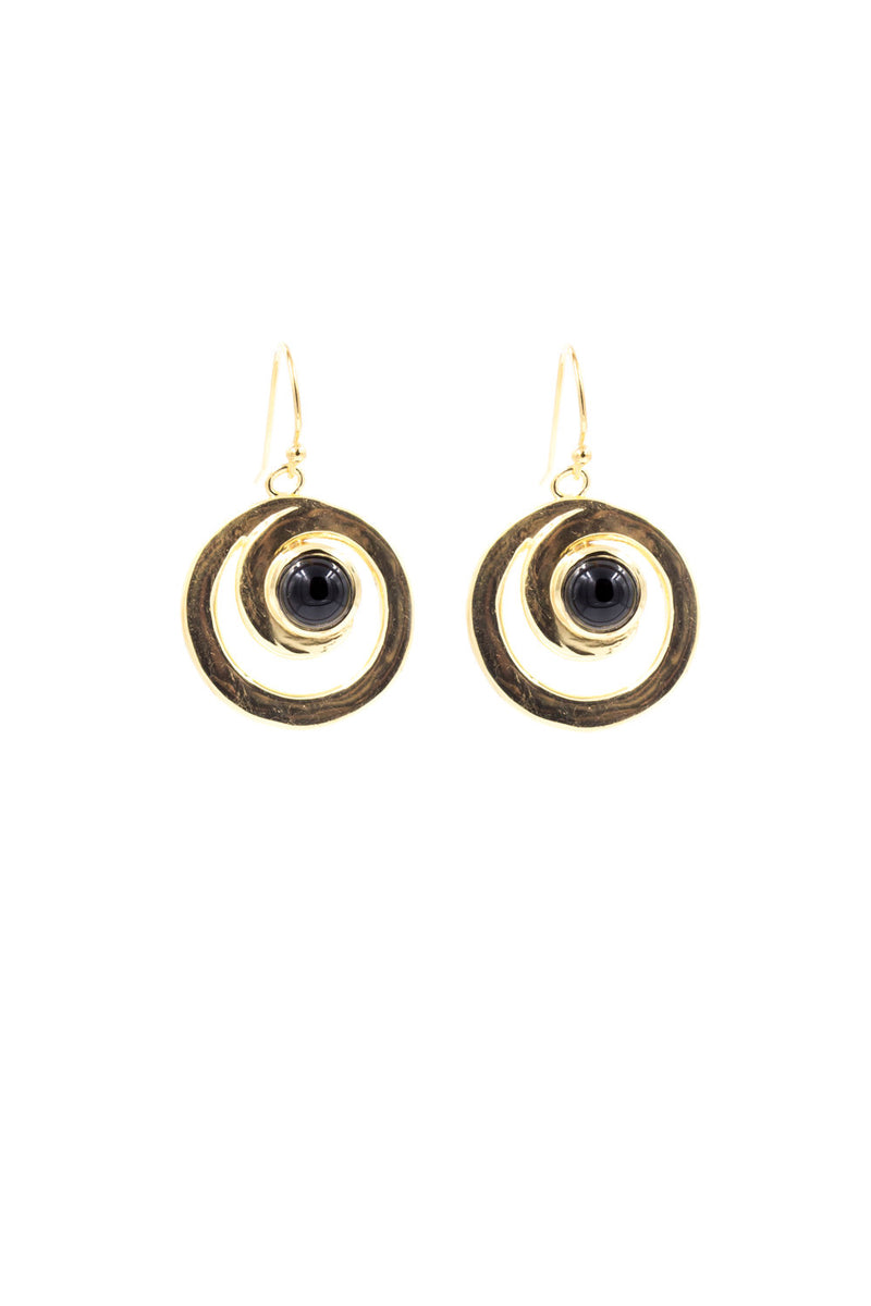 Oma Black Onyx Earrings,Gold Vermeil