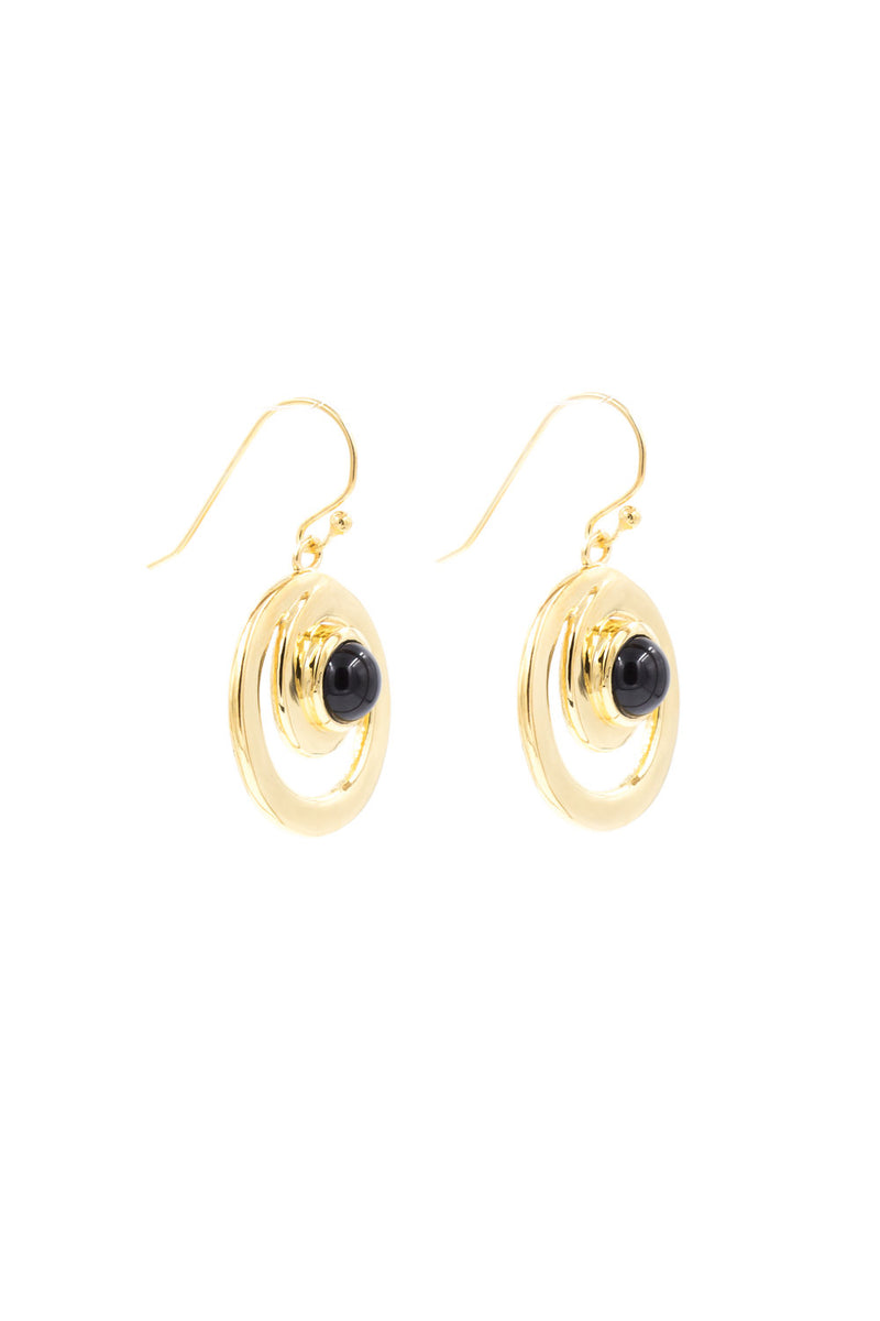 Oma Black Onyx Earrings,Gold Vermeil