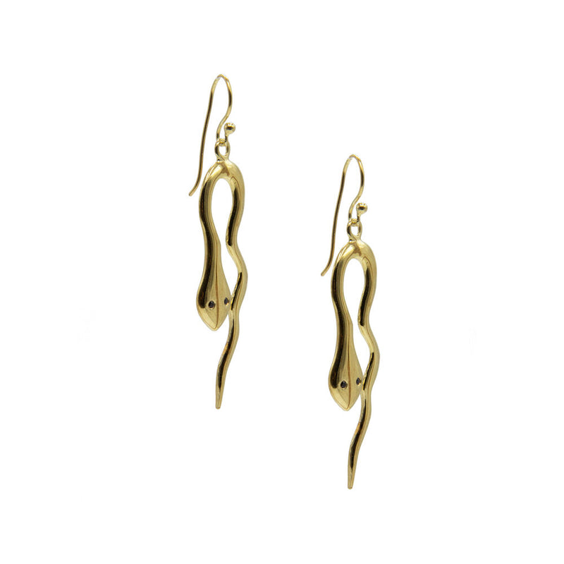 Medusa, Snake Earrings Gold Vermeil