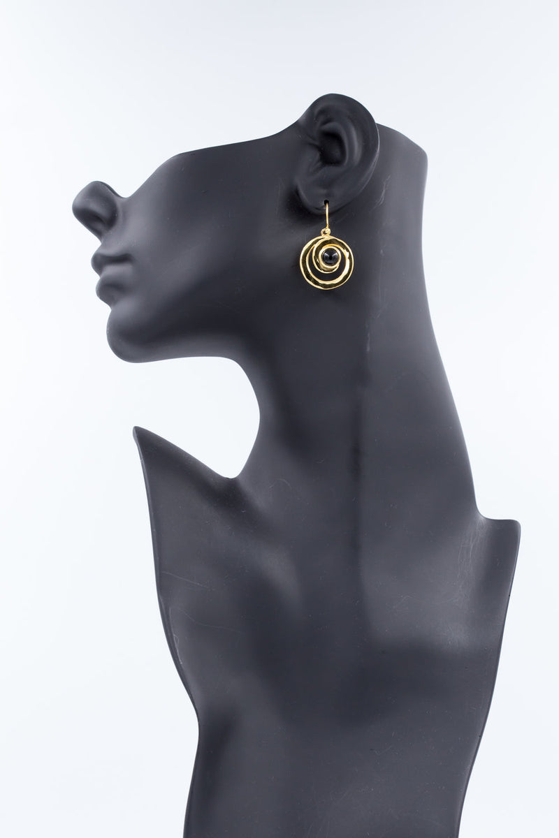 Oma Black Onyx Earrings,Gold Vermeil