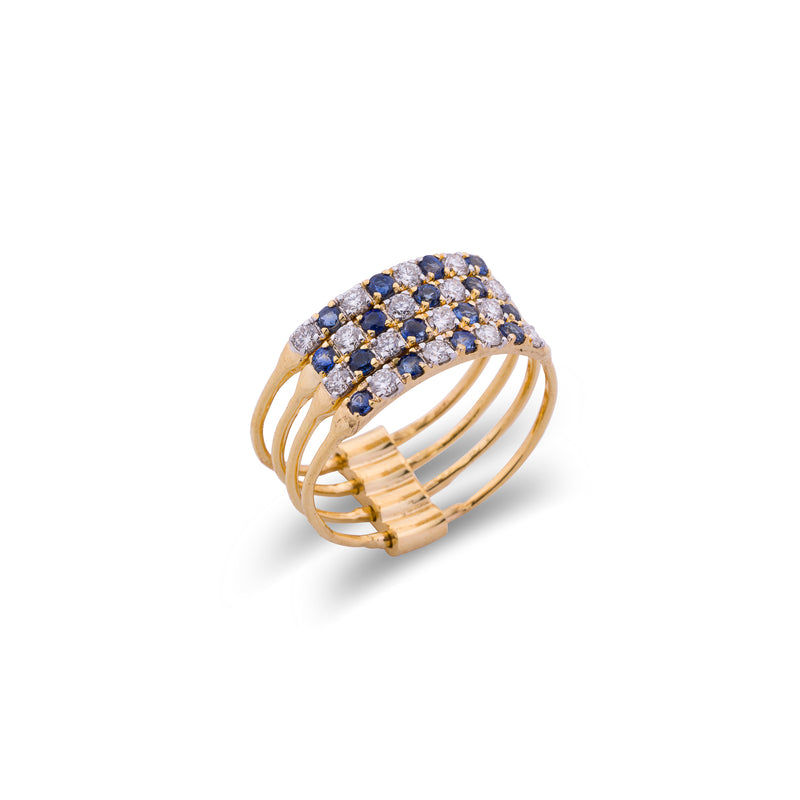 Roanne 4 Band Sapphire and Diamond Ring, 14k Gold