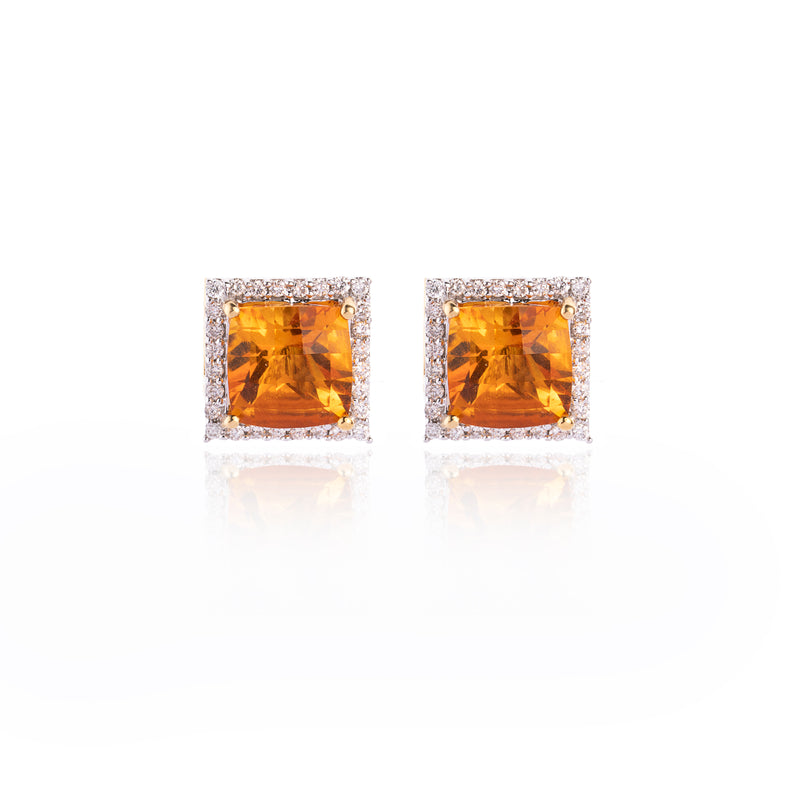 Roshma Citrine and Diamond Earrings, 14K Gold