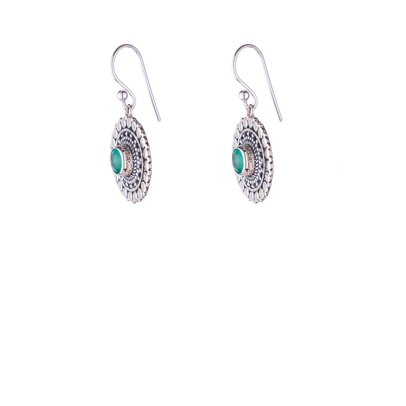 Naaz Green Onyx Earrings, Sterling Silver