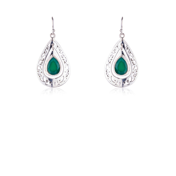 Jordan Green Onyx Earrings, Sterling Silver