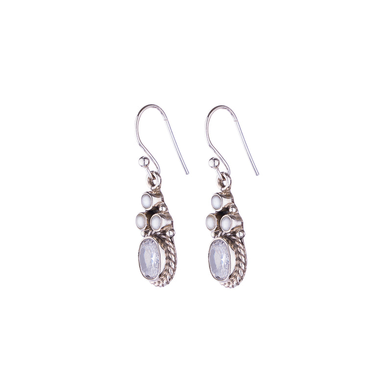 Hoku CZ and Cultured Pearl Earrings, Sterling Silver
