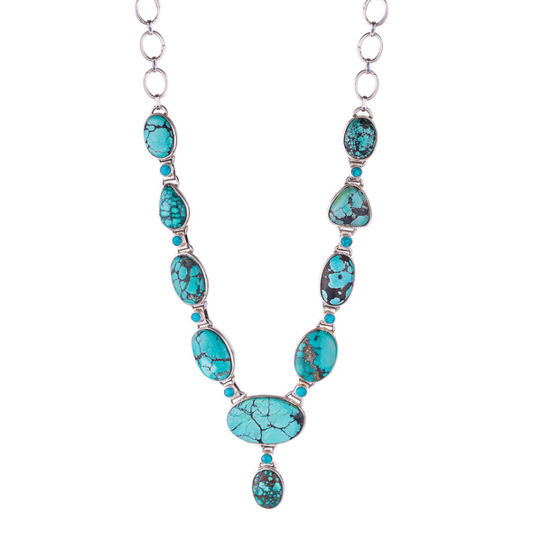 Judy Turquoise Necklace, Sterling Silver