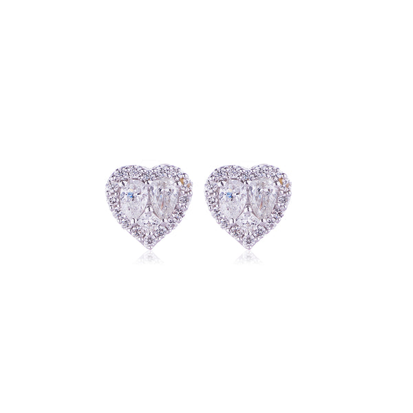 Olivia, Illusion Diamond Heart Earrings 14k White Gold