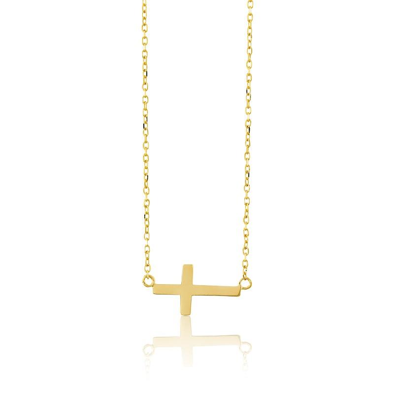 Sideway Cross Necklace in Gold Vermeil