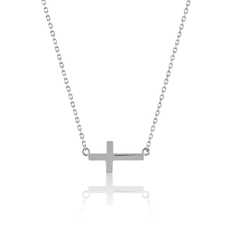 Sideway Cross Necklace in Sterling Silver