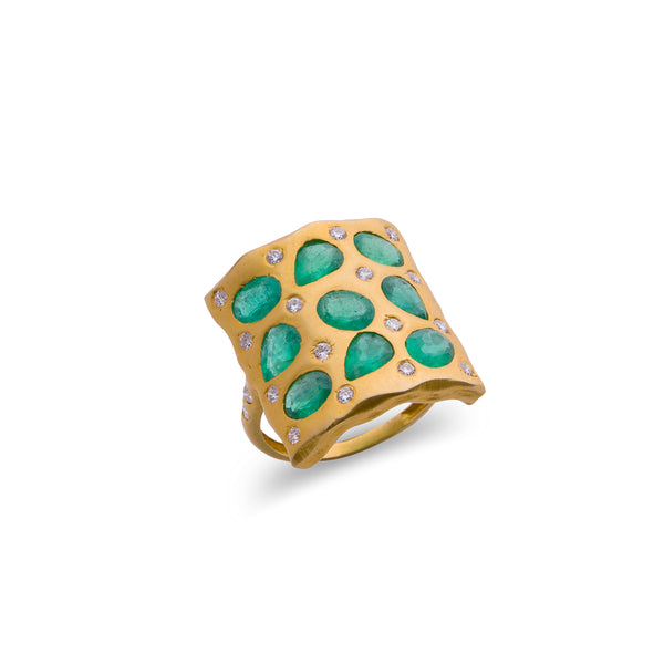 Aranya Emerald Ring, 18k Gold