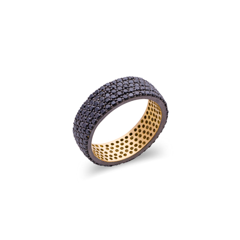 Azumi Black Diamond Ring, 14K Yellow Gold