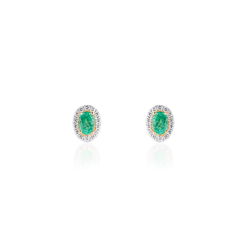 Susanna, Diamond Halo Emerald Studs