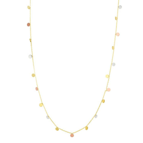 Tri Color Circles Necklace, 14k Gold