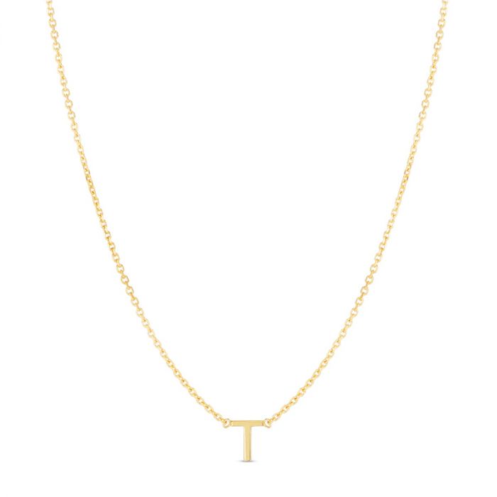Mini Initial Necklace, 14k Gold
