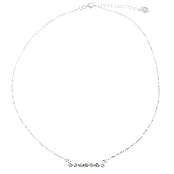Vera, CZ Bar Necklace in Sterling Silver